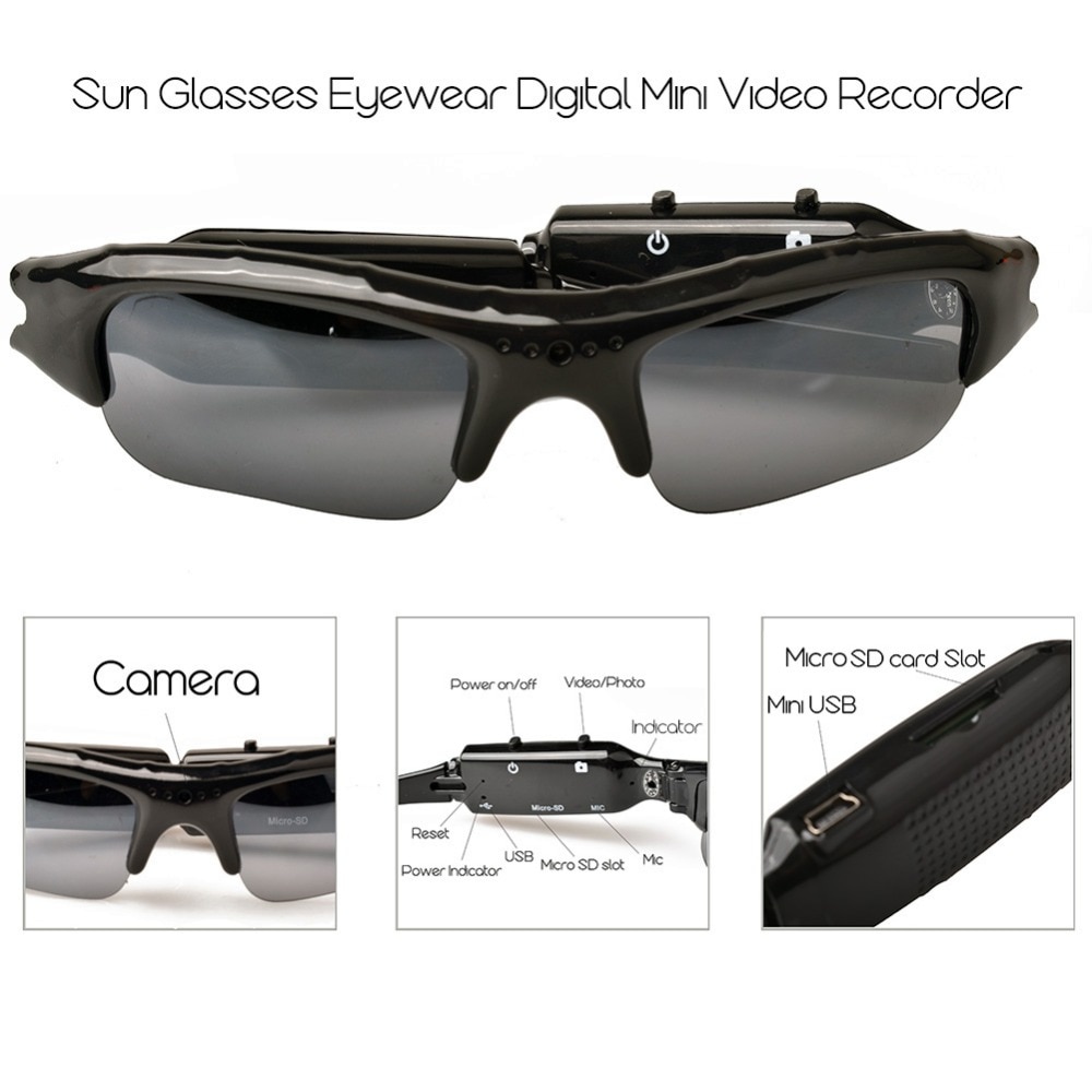 Lightdow Mini Sun Glasses Eyewear Digital Video Recorder Glasses Camera Mini Camcorder Video Sunglasses DVR