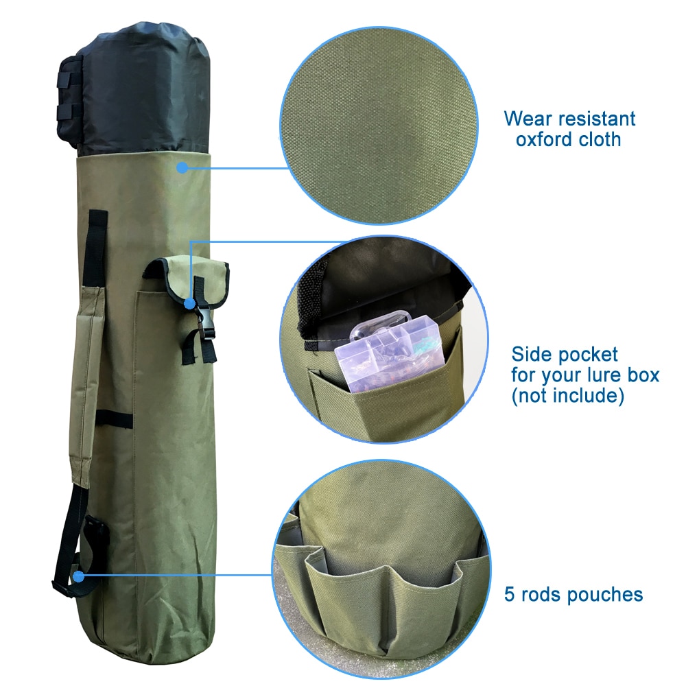 GHOTDA Fishing Bag Portable Multifunction Nylon Fishing Bags Fishing Rod Bag Case Fishing Tackle Tools Storage Bag