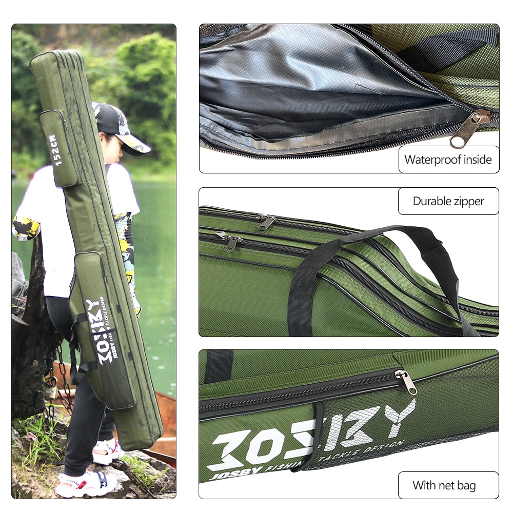 JOSBY 152/122/60cm Fishing Bag Oxford Cloth Folding Fishing Rod Reel Bag Fishing Tackle Storage Bags Travel Carry Case Pesca