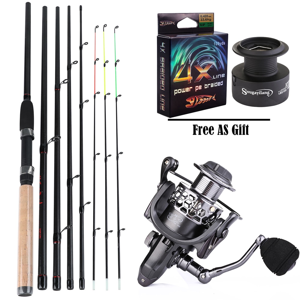 Sougayilang 3.0M Feeder High Carbon Rod Sets with Spinning Reel 3 Sections L M H Power Fishing Rod Combon Feeder Rod Pesca