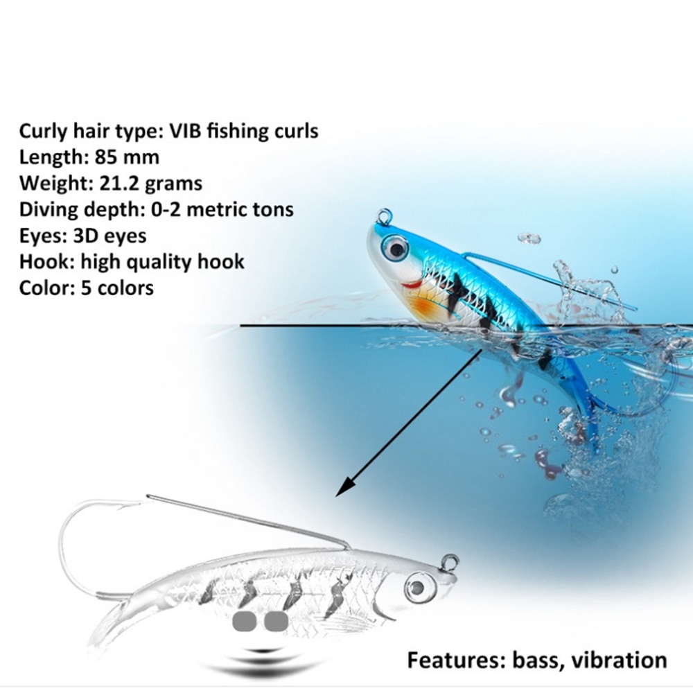 1Pcs VIB Fishing Lure 8.5cm 21.2g Anti Grass Fishing Wobbler Isca Artificial Bait Hard Lures Laser Body Lifelike Fish Tackle